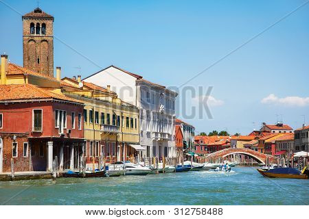 View On Murano Canals In Summer Time, Venice, Italy