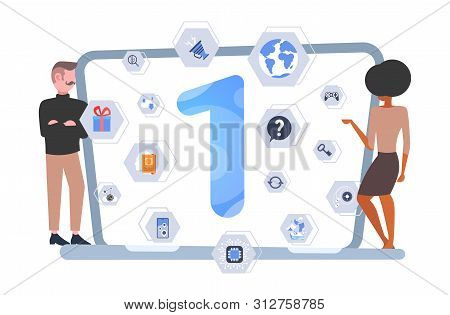 Couple Looking At Laptop Screen With Different Applications Man Woman Developing Adaptive User Inter