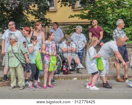 Kirchheimbolanden, Rheinland-pfalz, Germany-06 23 2019: Waiting For Parade In German Town During Bee