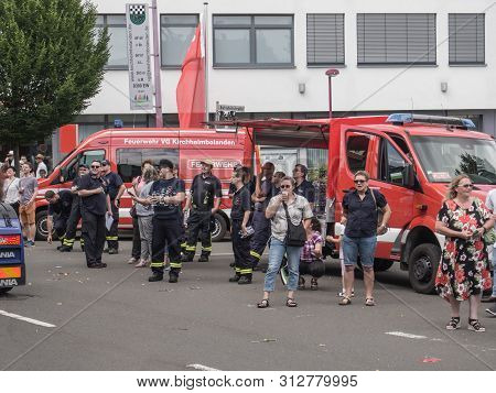 Kirchheimbolanden, Rheinland-pfalz, Germany-06 23 2019: Waiting For Parade In German Town During Bee