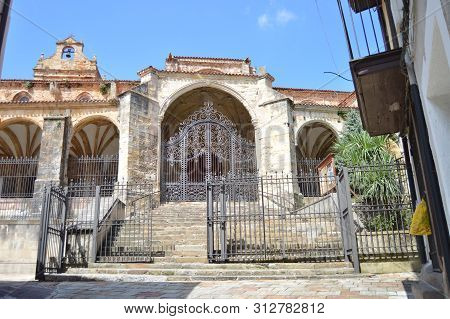 Entrance To The Church Of Santa Maria Asuncion Artistic Monument Built In The Xii Century In Laredo.