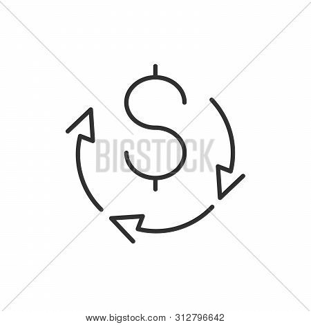 Icon Of Dollar Sign In Circle Made Of Arrows, Payment Or Currency Exchange Finance Icon, Banking Or 