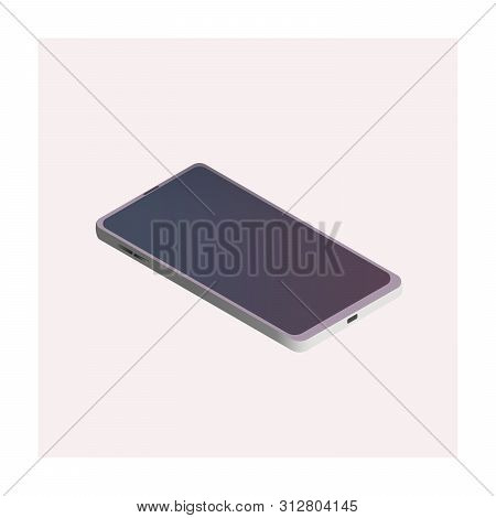 isometric mobile phone on pink background. smartphone vector illustration