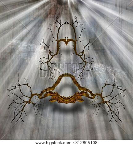 Roots and angels wings. 3D rendering