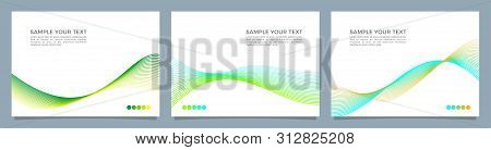 Abstract Vector Background Set, Green, Yellow And Blue Waved Lines For Presentation, Brochure, Websi