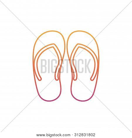 Silhouette Of Triped Beach Sandals On White Background Vector Illustration Design