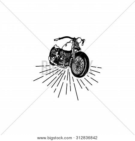 Outline Or Line Art Vintage Retro Motorcycle Or Motorbike Stock Image Design Vector Illustration