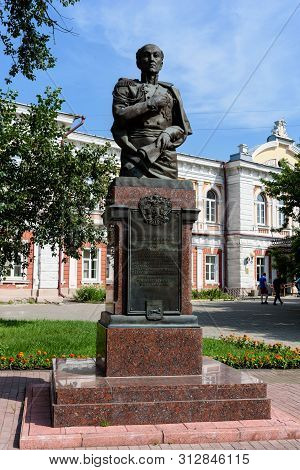 Russia, Irkutsk - July 6, 2019: The Monument Of Graf Speransky Of The Irkutsk Region, The Area Of Ti