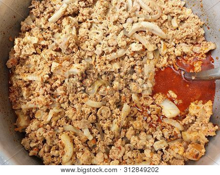 Thai Food Style, Spicy Minced Pork Salad As A Background, This Food Is Most Popular Thai Food, Larb 