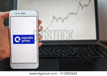 Saint Petersburg, Russia - June 25, 2019: Expedia Group Company Logo On The Smartphone Screen.