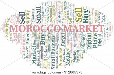 Morocco Market Word Cloud. Vector Made With Text Only