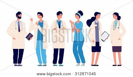 Doctors Team. Medical Staff Doctor Nurse Therapist Surgeon Professional Hospital Workers, Group Of M