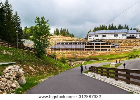 Cheile Gradistei, Fundata, Romania - May 25, 2019: People Visiting Cheile Gradistei Complex, Fundata