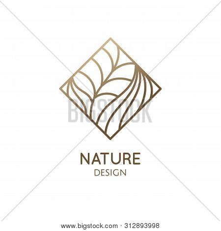 Tropical Plant Logo. Outline Simple Emblem Of Flower In Rhombic Shape, Linear Style. Vector Abstract