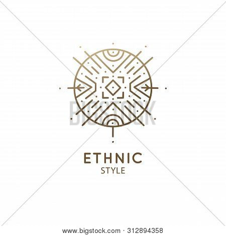 Vector Logo Of Geometric Elements Template. Round Sacred Symbol. Outline Icon Of Abstract Shapes - B