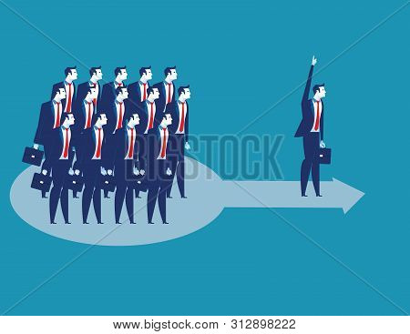 Leadership. Business Lading Team Of Worker Go Forward. Concept Business Vector Illustration.