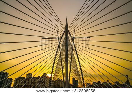 Architecture Of The Wawasan Bridge, Putrajaya During Sunset