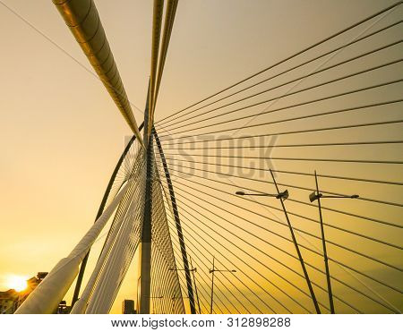 Architecture Of The Wawasan Bridge, Putrajaya During Sunset