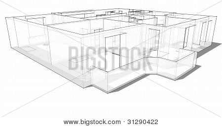 3D lejlighed skitse