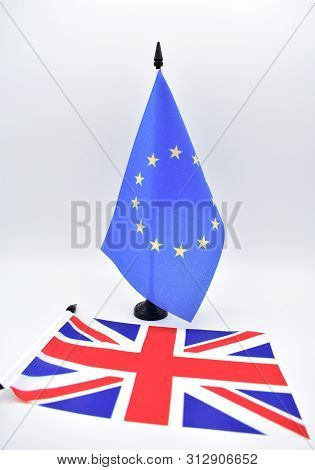 The Brexit And The Flags Of The United Kingdom And The European Union.