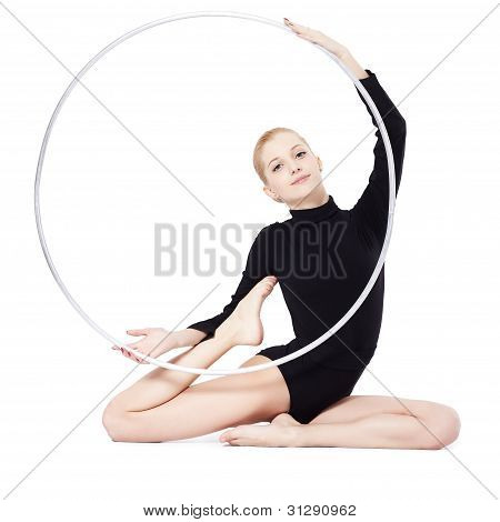Blondi voimistelija Hula Hoop