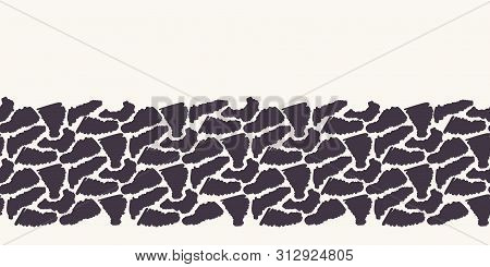 Abstract Sylized Animal Skin Border Pattern. Repeating Texture Background. Monochrome Surface Design