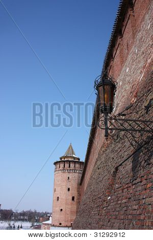 Kolomna Kreml i Moskva-regionen. Kreml muren og Marinkin tårn.