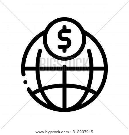 World Payment Coin Transfer Vector Thin Line Icon. Online Money Transaction, Financial Internet Bank