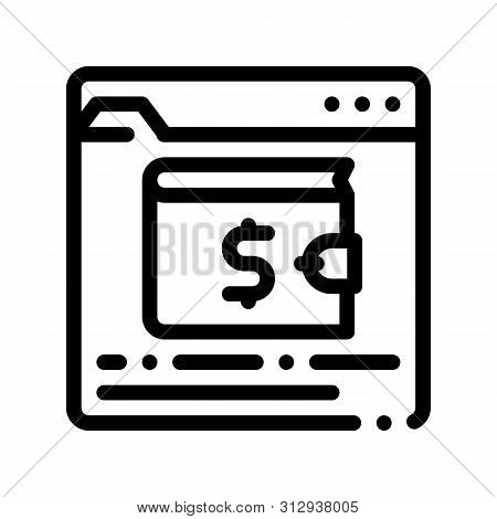 Internet Electronic Wallet Vector Thin Line Icon. Online Transactions, Financial Internet Banking Pa