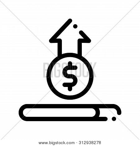 Coin Cash Dollar Growing Up Vector Thin Line Icon. Online Transactions, Secure Financial Payment Coi