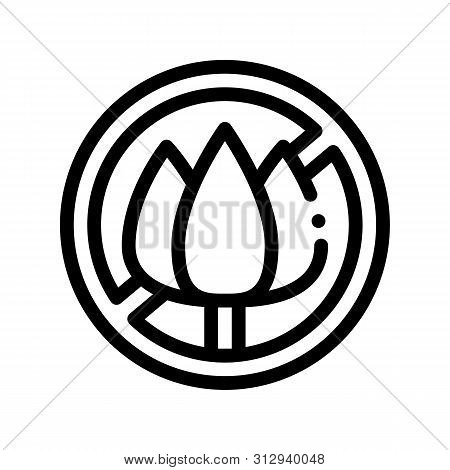 Allergen Free Sign Flower Thin Line Icon. Allergen Free Farina Pollen Linear Pictogram. Crossed Out 