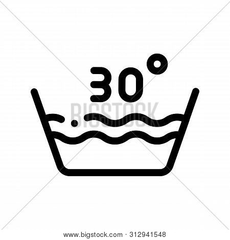 Laundry Thirty Degrees Celsius Line Icon. Wash Water Degrees Centigrade Washing Things Service Linea
