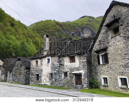 Traditional Architecture And Old Houses Of The Bignasco Village (the Maggia Valley Or Valle Maggia O