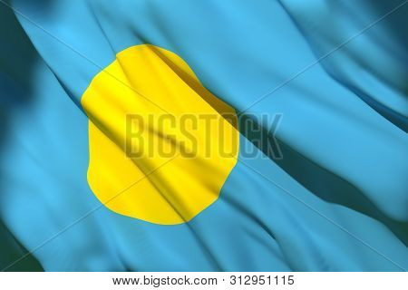 3d Rendering Of A Palau Flag Waving