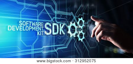 Sdk Software Development Kit Programming Language Technology Concept On Virtual Screen.