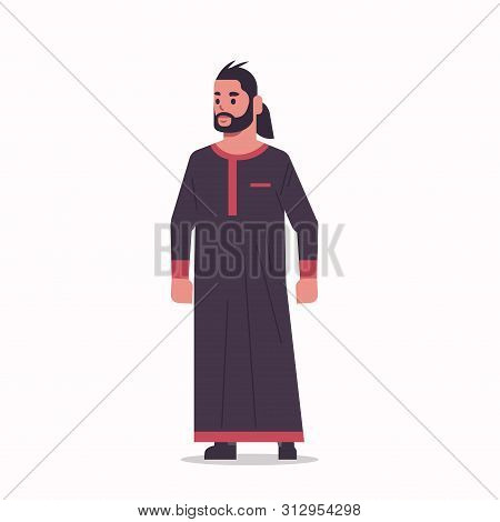 Arabic Businessman Standing Pose Arab Man Wearing Traditional Clothes Arabian Male Cartoon Character