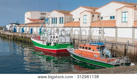Joinville Port On The Island Of Yeu, France - September 18, 2018: Trawler Parked In The Seaport Of T