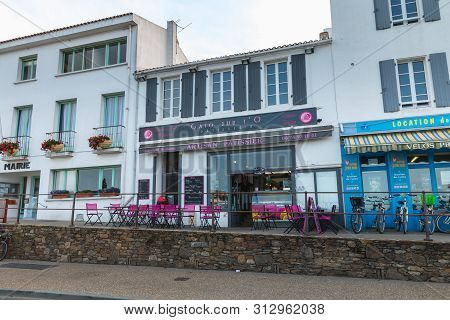 Small Business In A Shopping Street Of The Seaport Of The Island Of Yeu