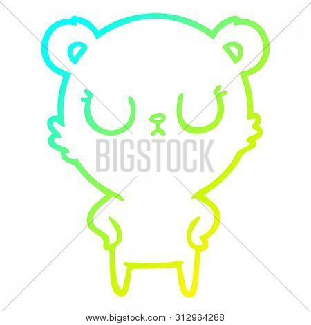 cold gradient line drawing of a peaceful cartoon bear