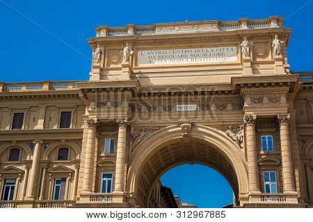 Republic Square And The Triumphal Arch In An Early Spring Day