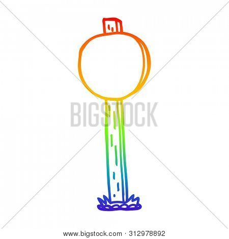 rainbow gradient line drawing of a cartoon sign post