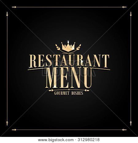 Black Baroque Restaurant Menu Gourmet Dishes.vector Illustration