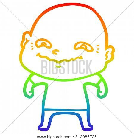 rainbow gradient line drawing of a cartoon creepy guy