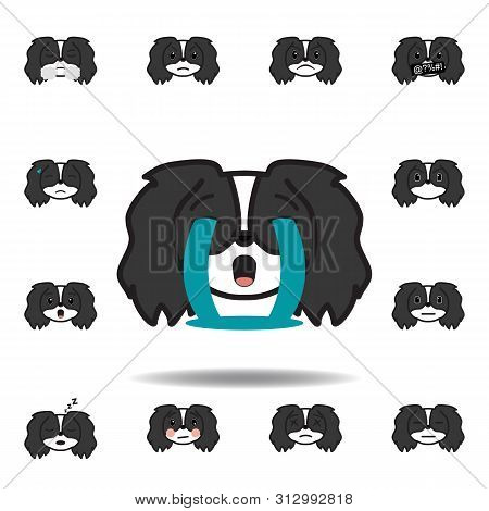 Pekingese Emoji Sob Multicolored Icon. Set Of Pekingese Emoji Illustration Icons. Signs, Symbols Can