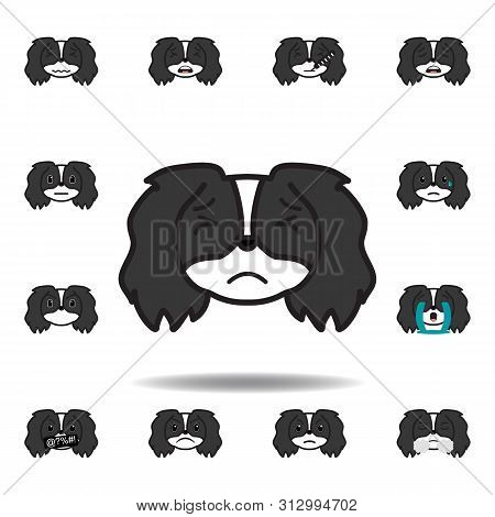 Pekingese Emoji Painfully Multicolored Icon. Set Of Pekingese Emoji Illustration Icons. Signs, Symbo