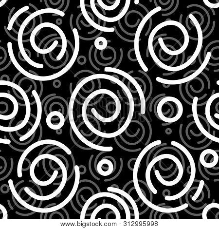 Abstract Black And White Spiral Background. Vector Seamless Pattern. Simple Design. Seamless Vector 