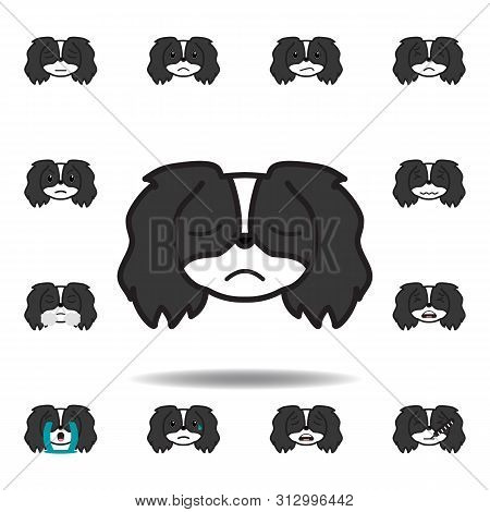 Pekingese Emoji Disappointed Multicolored Icon. Set Of Pekingese Emoji Illustration Icons. Signs, Sy
