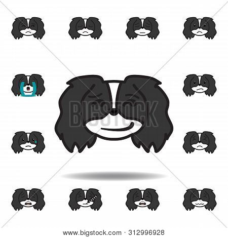 Pekingese Emoji Naughty Multicolored Icon. Set Of Pekingese Emoji Illustration Icons. Signs, Symbols