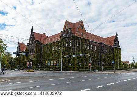 Wroclaw, Poland - May 3 2020: Facade Of National Museum Building In Wroclaw