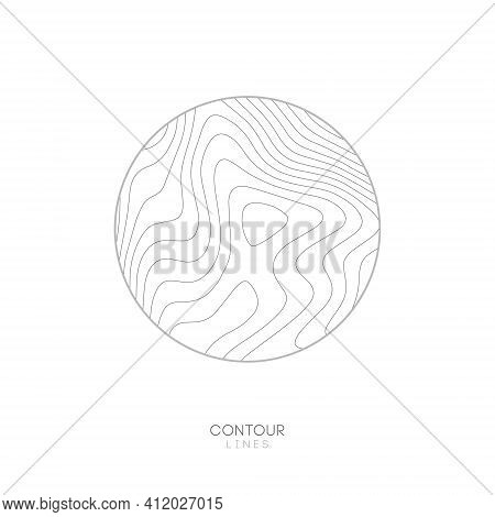 White Topographic Map Circle Logo Concept.topo Map Elevation Lines. Contour Vector Abstract Vector I